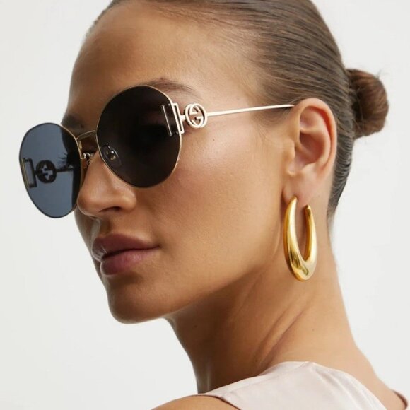 Gucci GG1206SA 002 Round Sunglasses - Gold/Grey - Picture 2 of 11